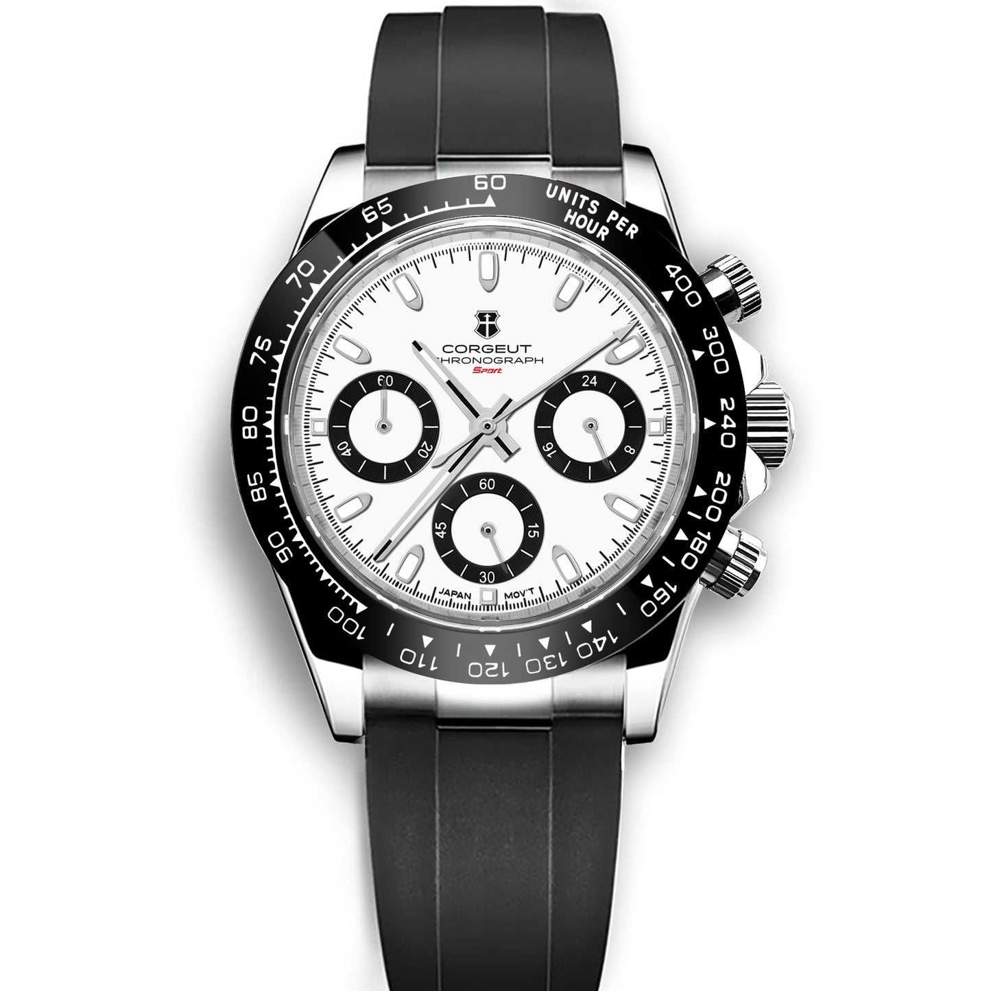 Corgeut Luxury Stainless Steel 40mm Daytona Luminous Hands VK63 Chronograph Men Wristwatch Quartz Watch