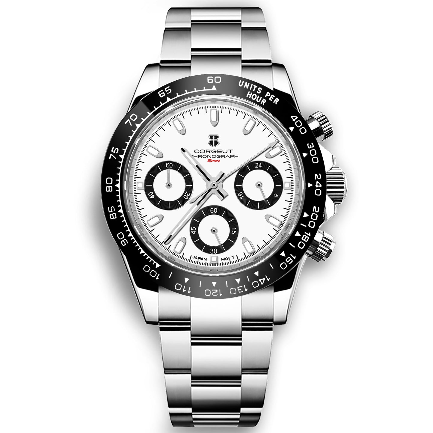 Corgeut Luxury Stainless Steel VK63 40mm Day Tona Luminous Hands Chronograph Men Custom Own Logo Wristwatch Quartz Watch