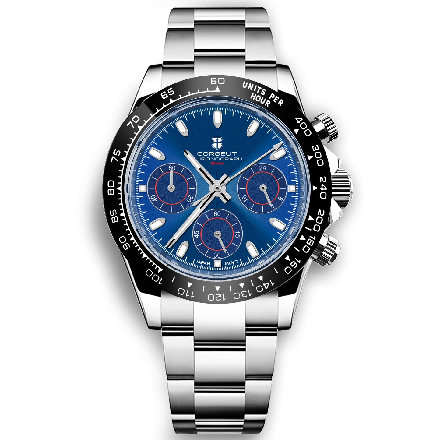 Corgeut Luxury Stainless Steel VK63 40mm Day Tona Luminous Hands Chronograph Men Custom Own Logo Wristwatch Quartz Watch