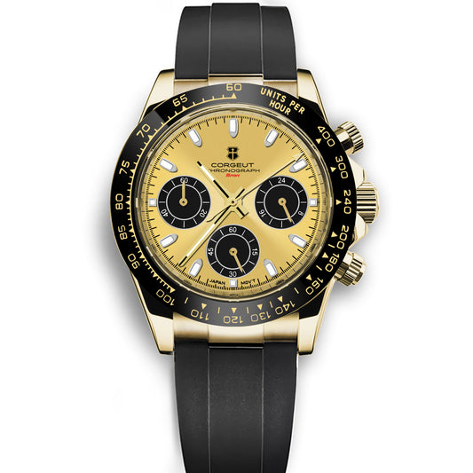 Corgeut Luxury Stainless Steel 40mm Daytona Luminous Hands VK63 Chronograph Men Wristwatch Quartz Watch