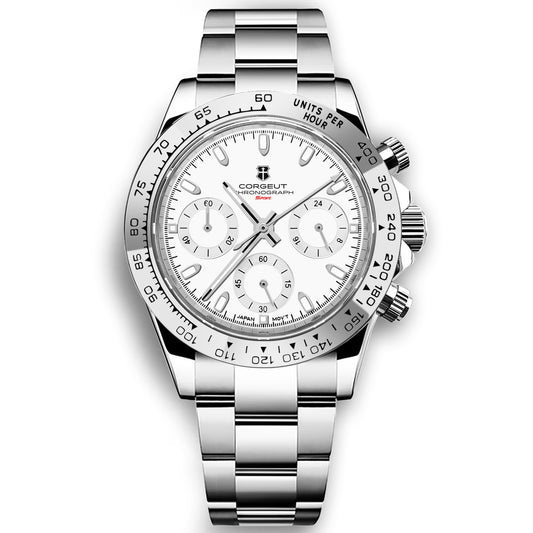 Corgeut Luxury Stainless Steel VK63 40mm Day Tona Luminous Hands Chronograph Men Custom Own Logo Wristwatch Quartz Watch