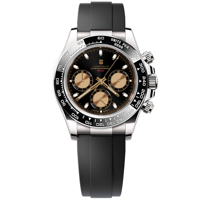 Corgeut Luxury Stainless Steel 40mm Daytona Luminous Hands VK63 Chronograph Men Wristwatch Quartz Watch