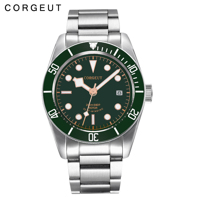 Corgeut 6009 Steel Steel Bracelet Automatic Watch