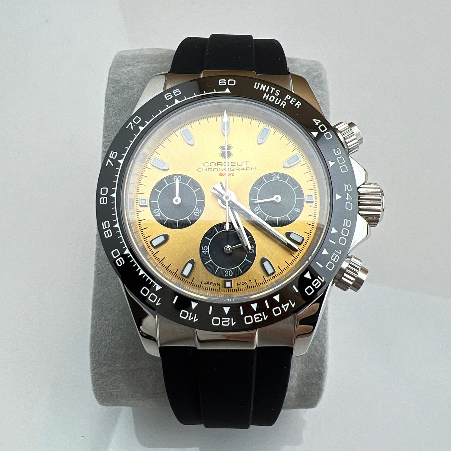 Corgeut Luxury Stainless Steel 40mm Daytona Luminous Hands VK63 Chronograph Men Wristwatch Quartz Watch