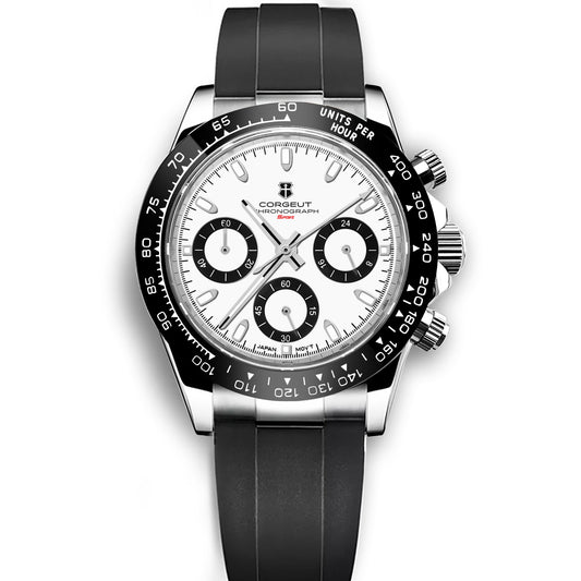 Corgeut Luxury Stainless Steel 40mm Daytona Luminous Hands VK63 Chronograph Men Wristwatch Quartz Watch