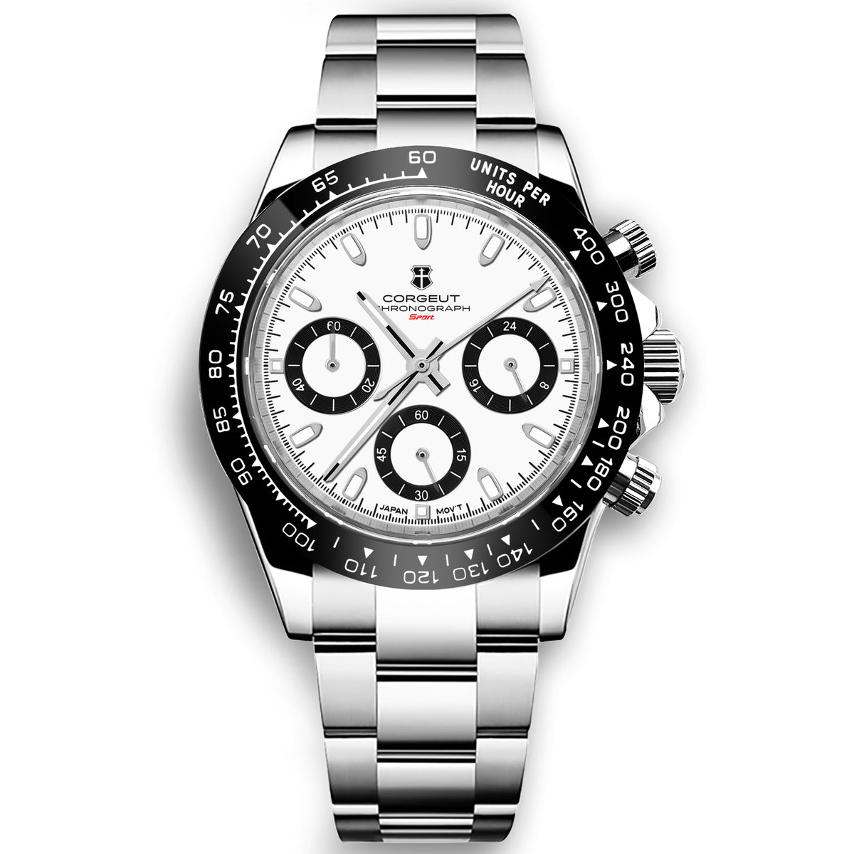 Corgeut Luxury Stainless Steel VK63 40mm Day Tona Luminous Hands Chronograph Men Custom Own Logo Wristwatch Quartz Watch