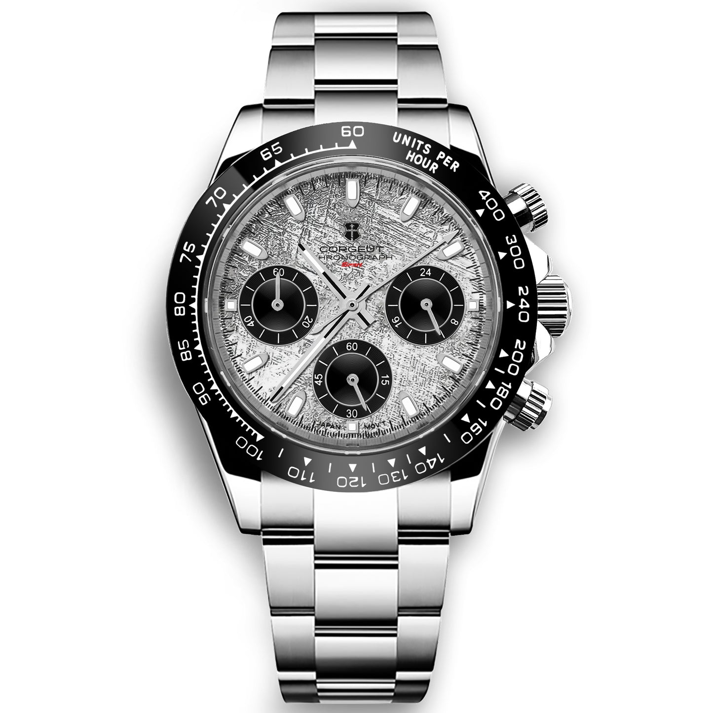 Corgeut Luxury Stainless Steel VK63 40mm Day Tona Luminous Hands Chronograph Men Custom Own Logo Wristwatch Quartz Watch