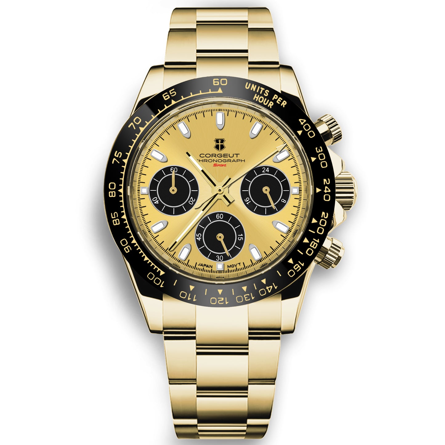 Corgeut Luxury Stainless Steel VK63 40mm Day Tona Luminous Hands Chronograph Men Custom Own Logo Wristwatch Quartz Watch