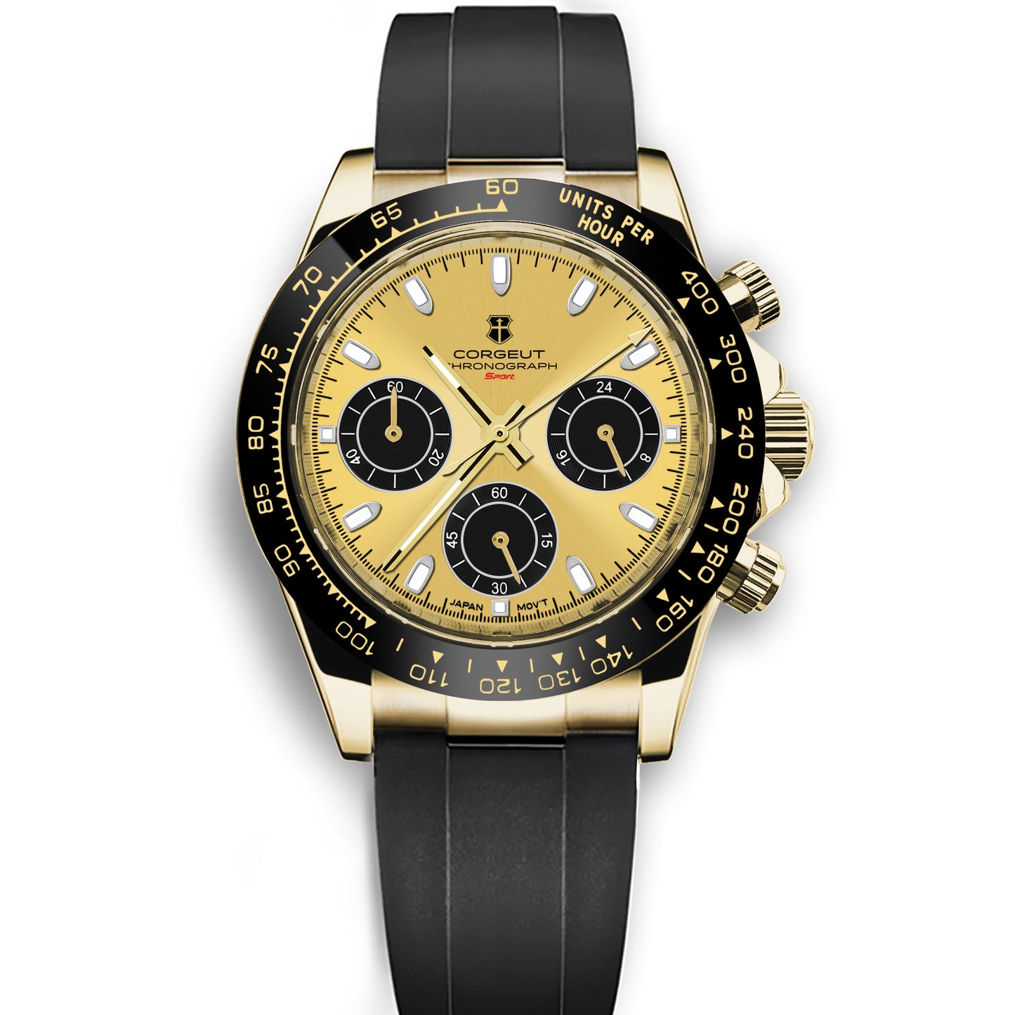 Corgeut Luxury Stainless Steel 40mm Daytona Luminous Hands VK63 Chronograph Men Wristwatch Quartz Watch