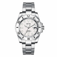 40mm automatic diving watch with a white dial
