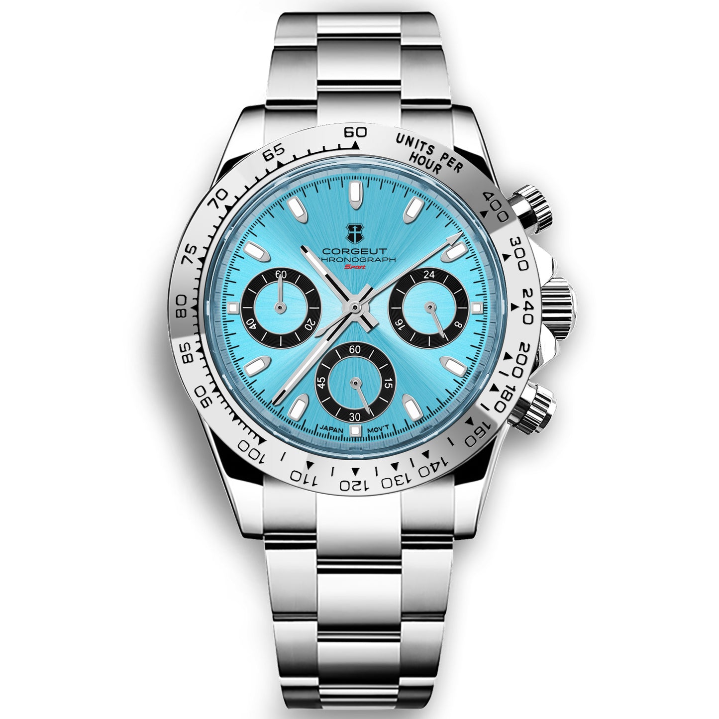 Corgeut Luxury Stainless Steel VK63 40mm Day Tona Luminous Hands Chronograph Men Custom Own Logo Wristwatch Quartz Watch