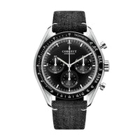 Corgeut Hot Sells High Quality 40mm Mineral Glass Stainless Steel Strap Black Dial Dive Chronograph Men Wrist Quartz Watches