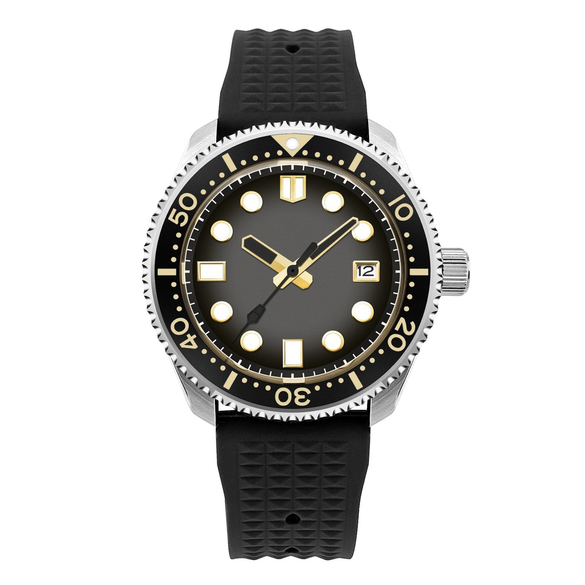 Corgeut 6021 Steel Silver Nails Leather Automatic Watch