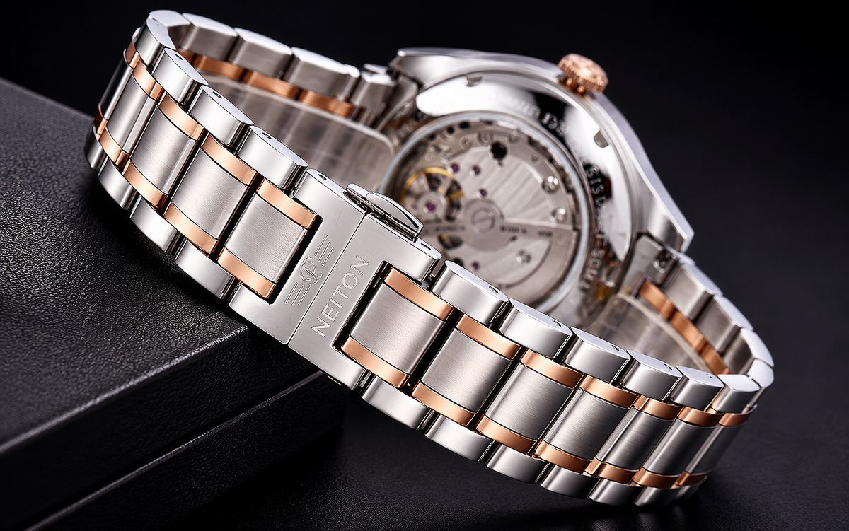 Exquisite details of a metal watch