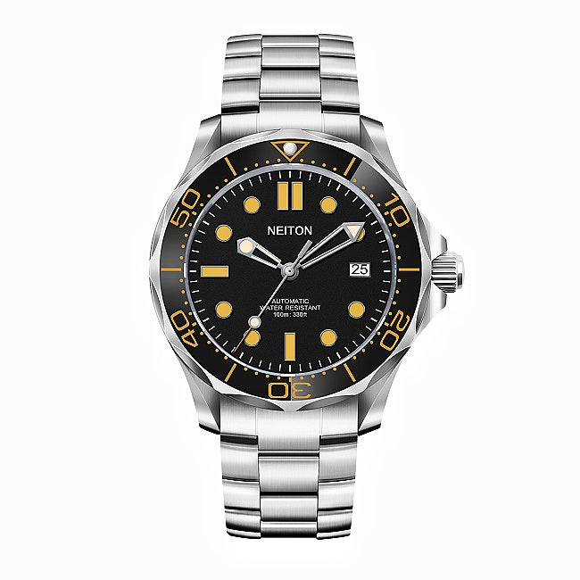 Men's watch with black and orange dial