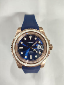 Corgeut 6001G Rose Gold Rose Gold Nails Rubber Automatic Watch