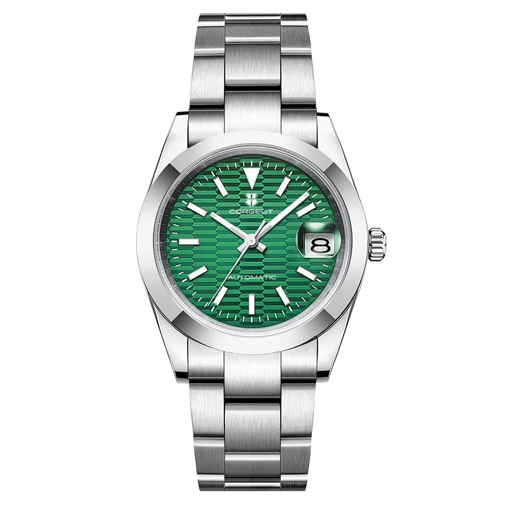 Corgeut 6002G Steel Slanted Bezel Matte Leather Automatic