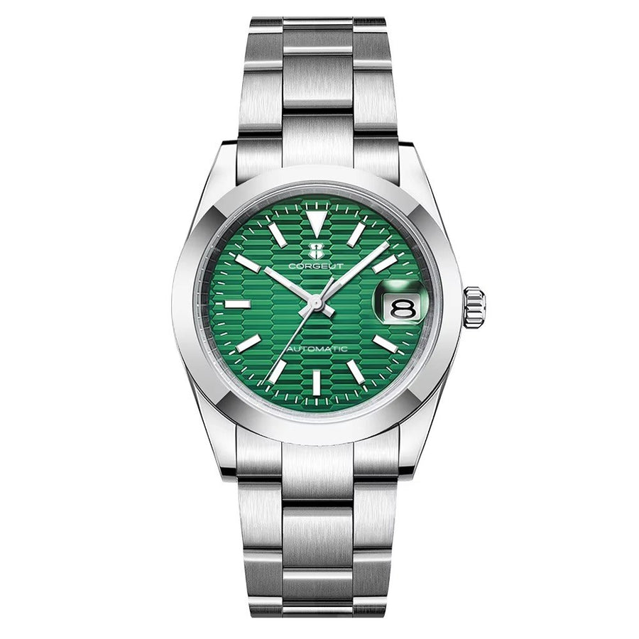 Corgeut 6002G Steel Slanted Bezel Matte Leather Automatic
