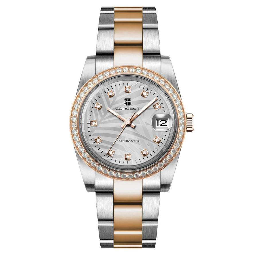 Corgeut 6002G Two-Tone Rose Matte Leather Automatic Watch