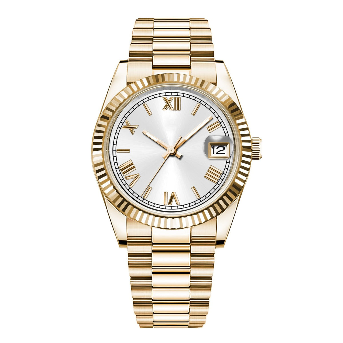 Corgeut 6002G Gold Fluted Bezel President Automatic Watch