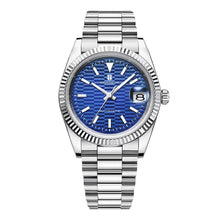 Corgeut 6002L Steel Fluted Bezel President Automatic Silver Nails