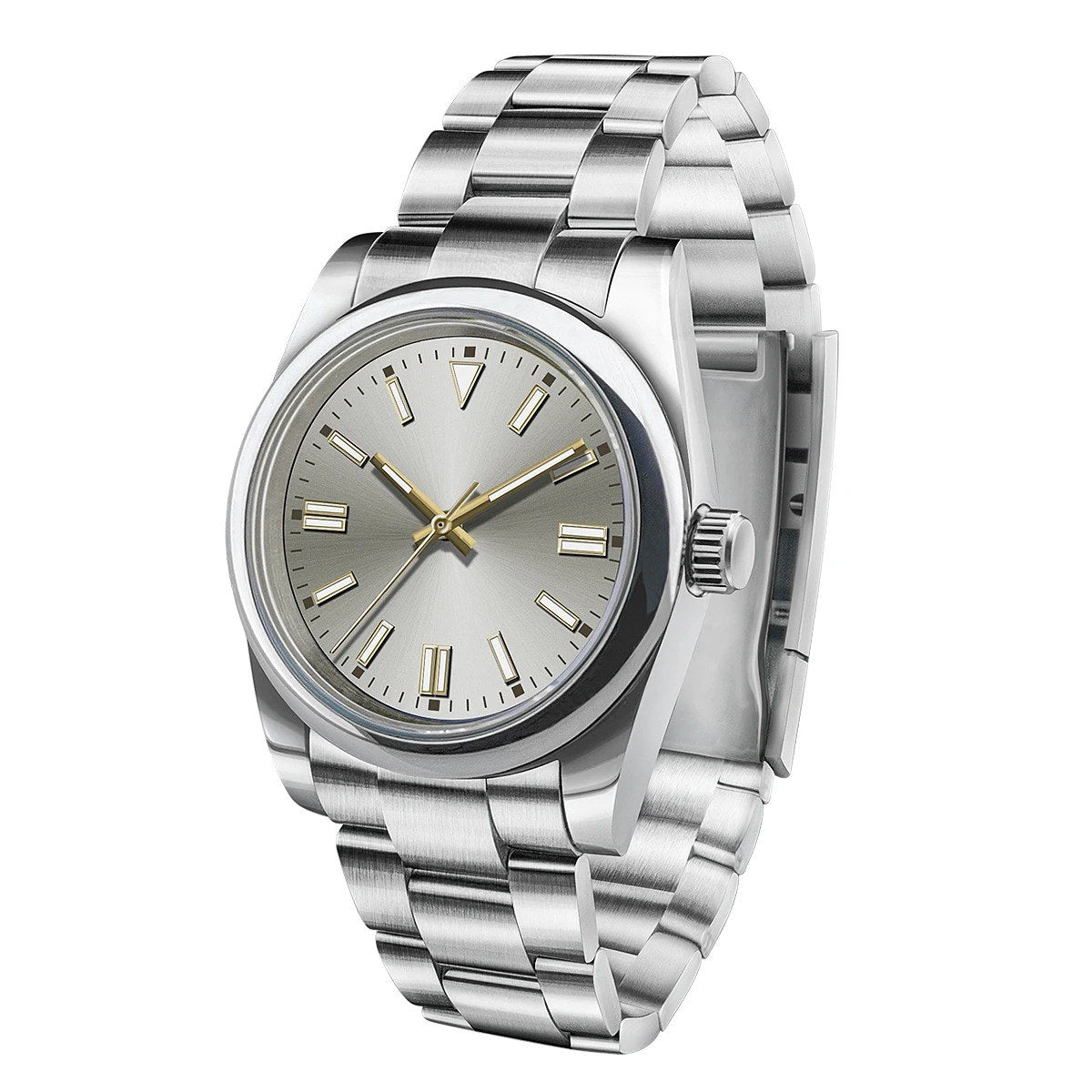 Corgeut 6002L Steel Round Bezel Matte Leather Automatic Watch