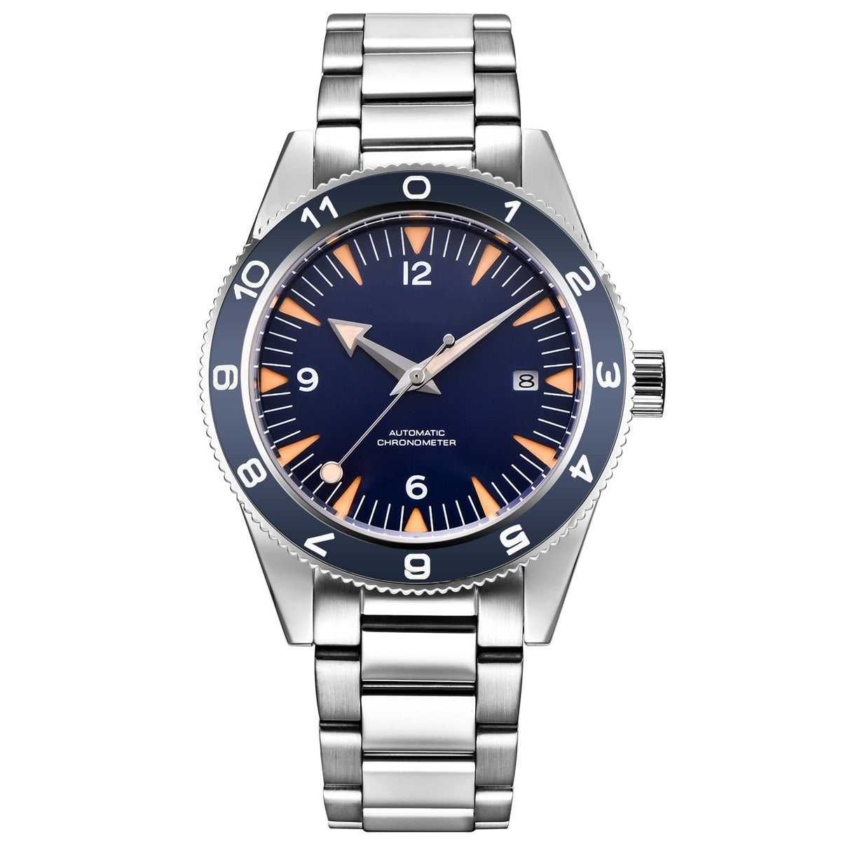 Corgeut 6013 Steel Blue Bezel Steel Bracelet Automatic