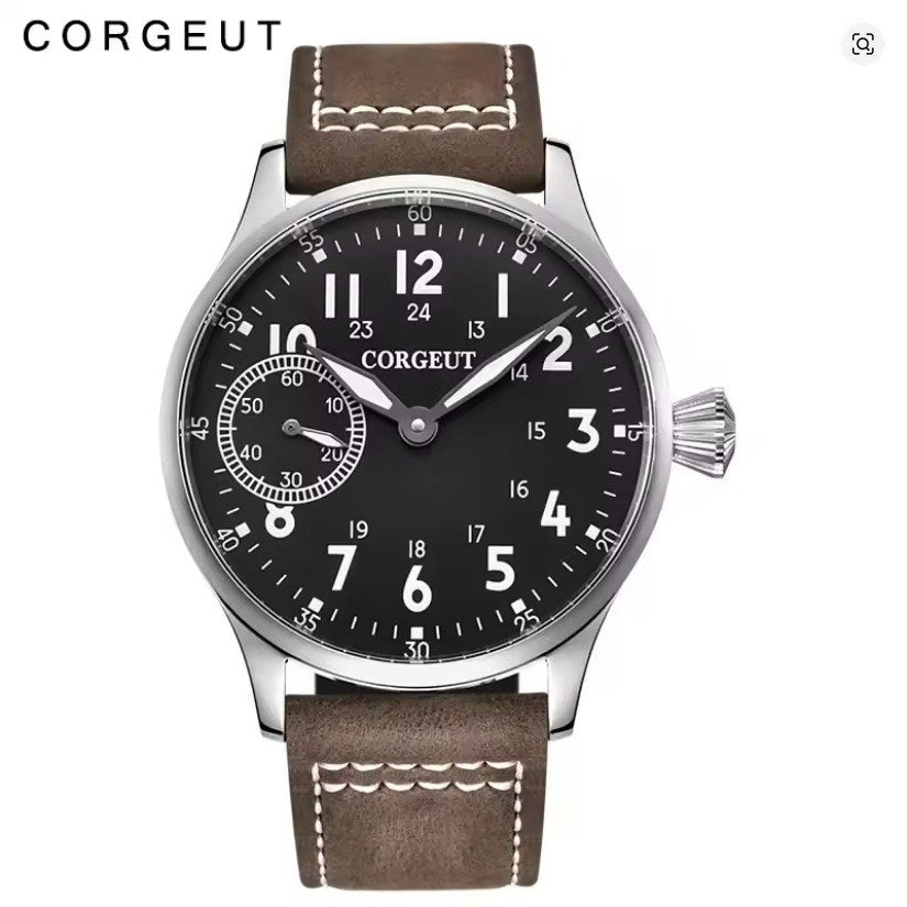 Corgeut 6023 Steel Leather Hand-Wound Watch