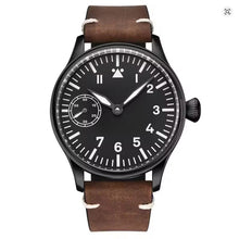 Corgeut 6023 Black PVD Leather Hand-Wound Watch