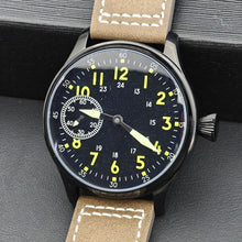 Corgeut 6023 Black PVD Leather Hand-Wound Watch