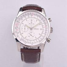 Corgeut 9001 Steel Steel Second Hand Leather Quartz Watch
