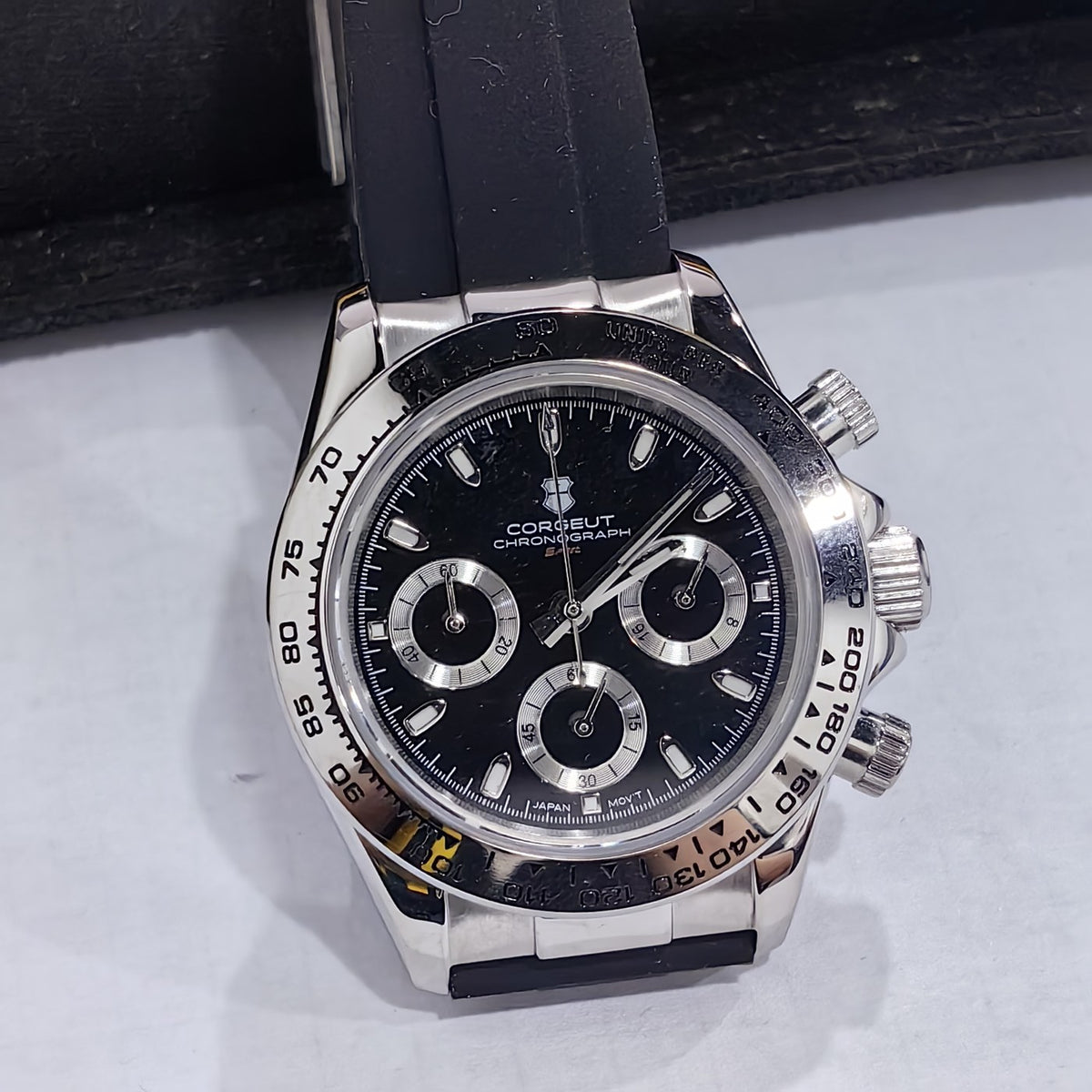 Corgeut 9002 Steel Leather Quartz Watch
