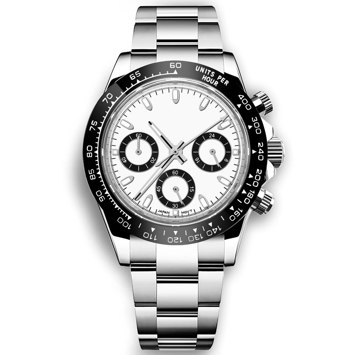 Corgeut 9002 Steel Black Bezel Steel Bracelet Quartz Watch