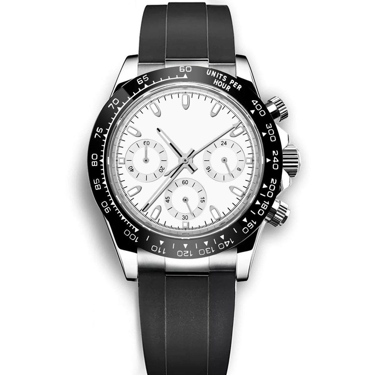 Corgeut 9002 Steel Black Bezel Rubber Quartz Watch
