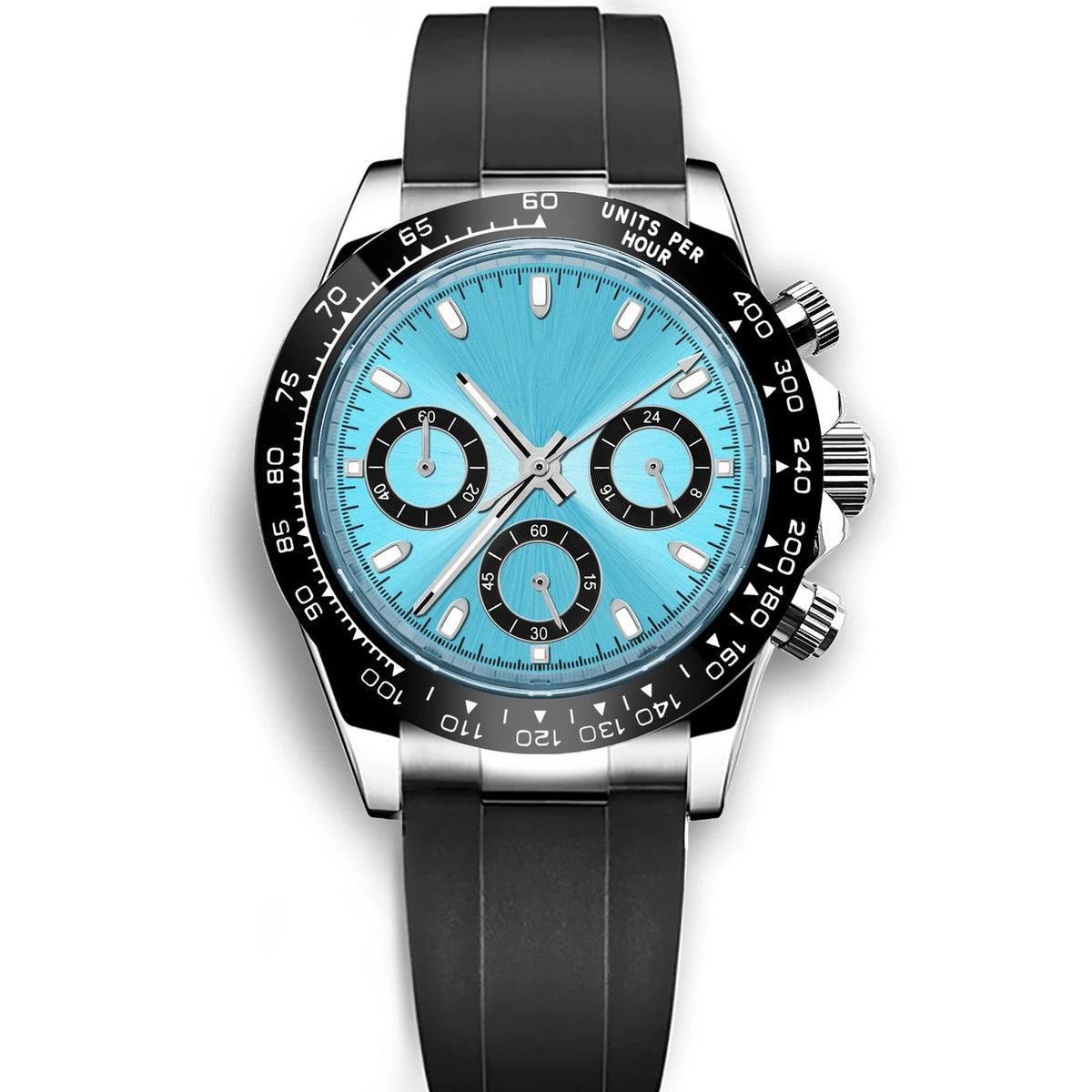 Corgeut 9002 Steel Black Bezel Rubber Quartz Watch