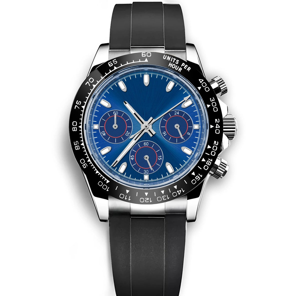 Corgeut 9002 Steel Black Bezel Rubber Quartz Watch